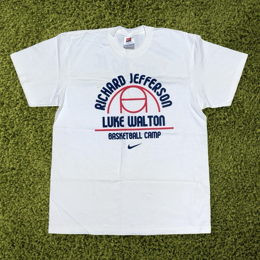 Vintage Nike Richard Jefferson Luke Walton Basketball Camp T Shirt White Size M